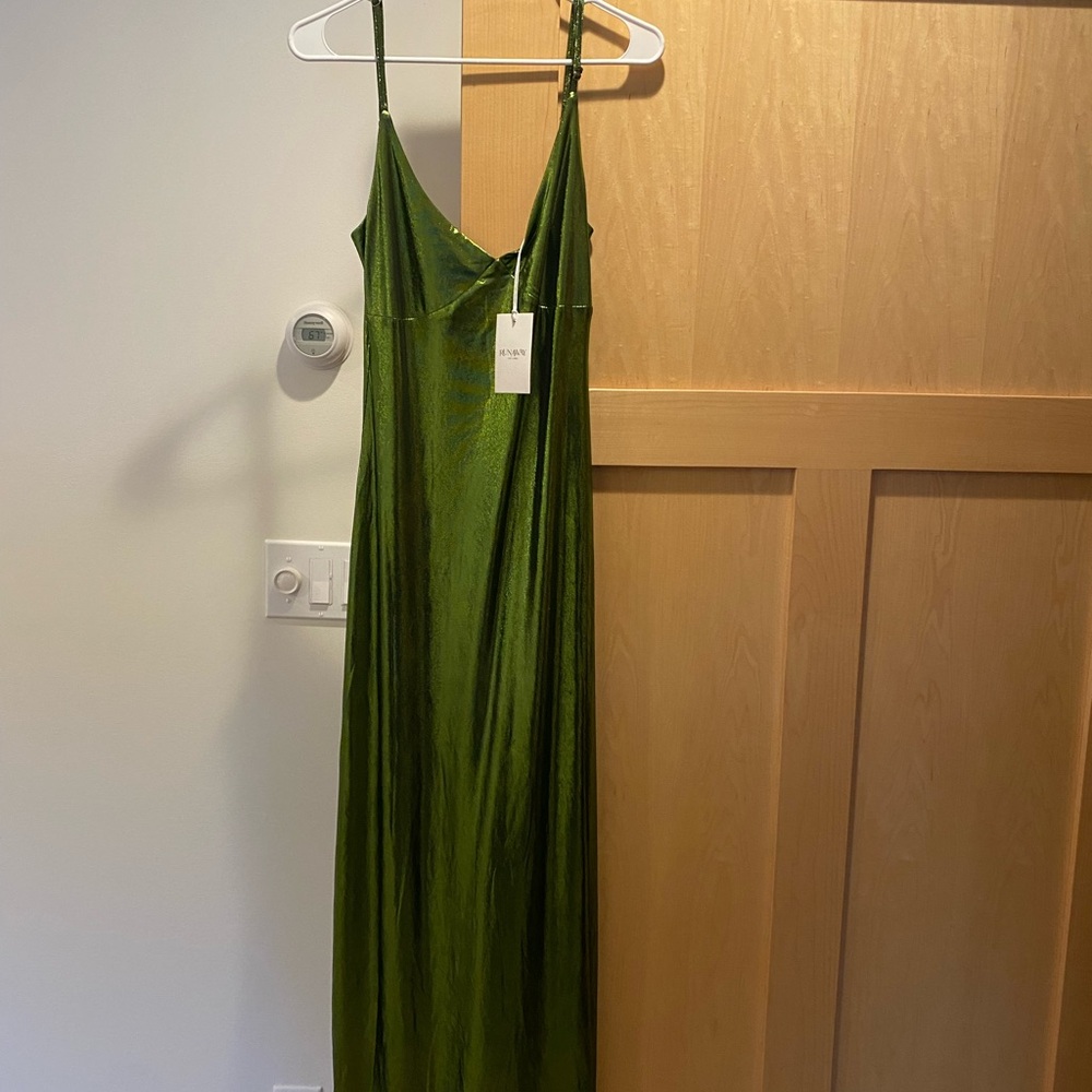 Runaway The Label Halo Long Midi Dress- Apple